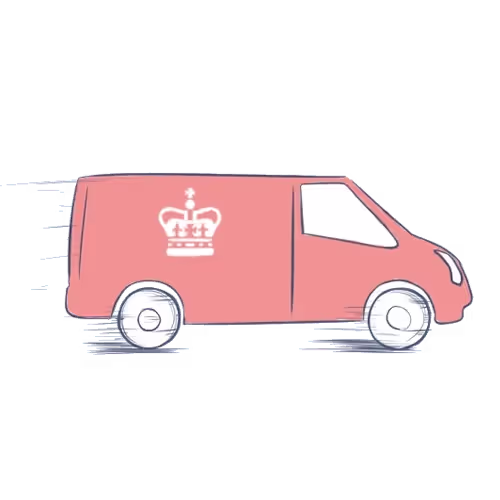Fast Service - Illustration of a Royal Mail Delivery Van in Red