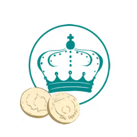 A Turquoise Crown with Two Gold Coins - Showing Government Acceptance 
