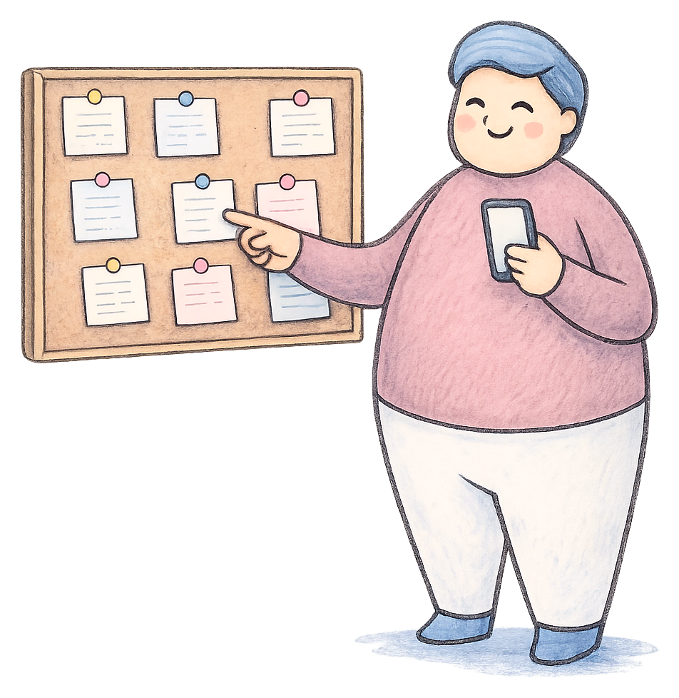 Someone looking through a list of organisations on a phone