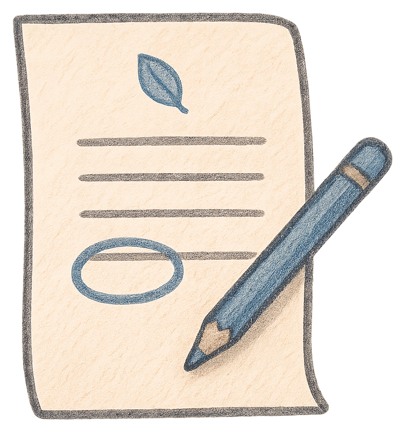 A drawing of a deed poll with one line circled in blue pencil