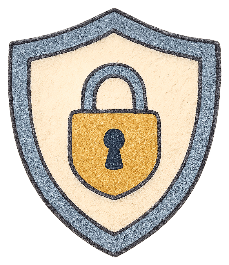 A shield with a padlock