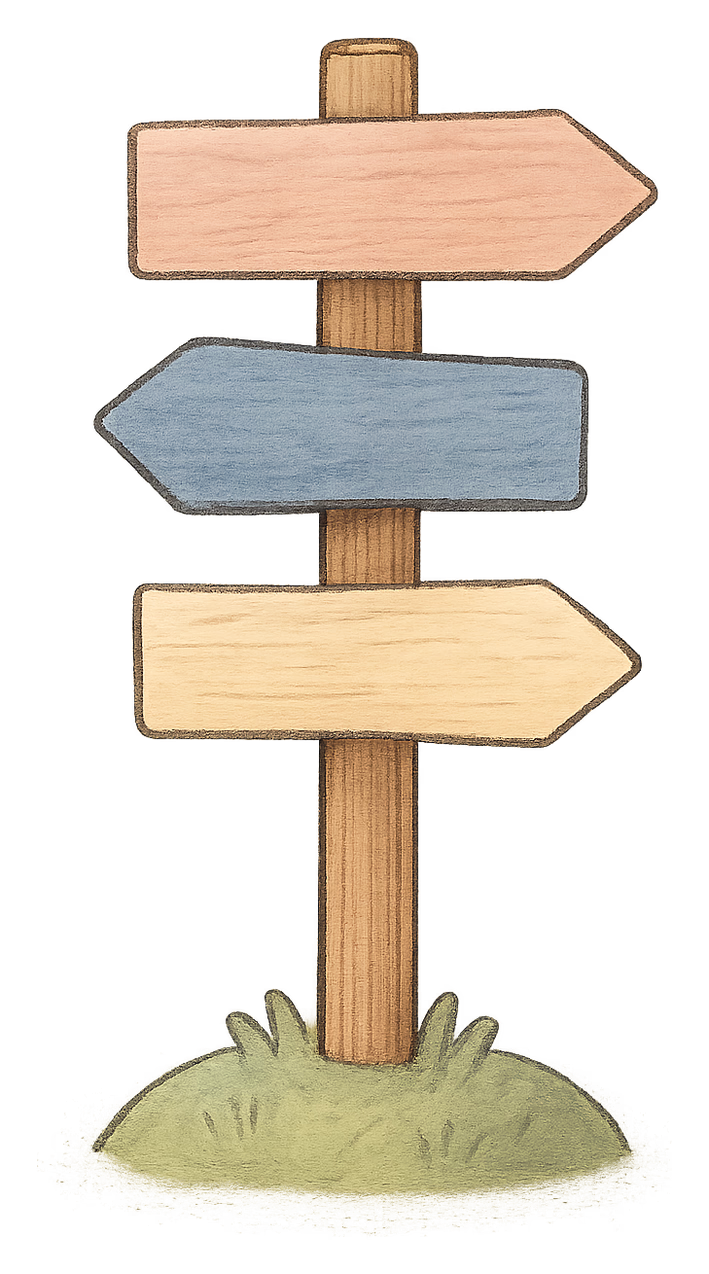 A signpost with three blank arms